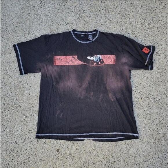 Vintage Y2k No Boundaries DJ Turntable Sunfaded T-Shirt Black Size Large Skate - Picture 1 of 4